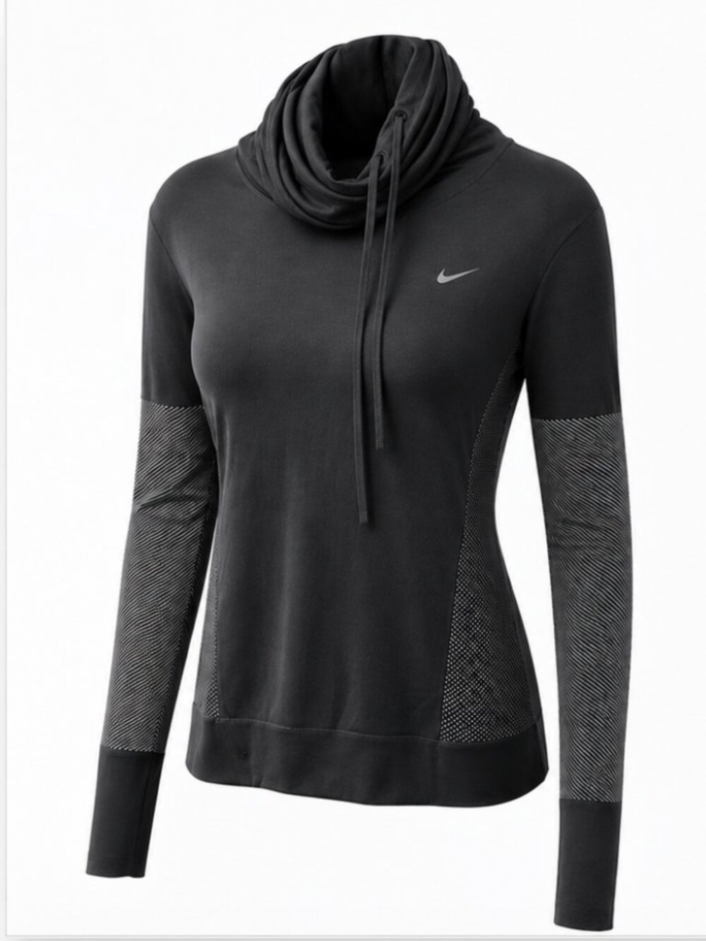 Nike Dri Fit Infinity Black Funnel Neck Running Women's M Long Sleeve Pullover